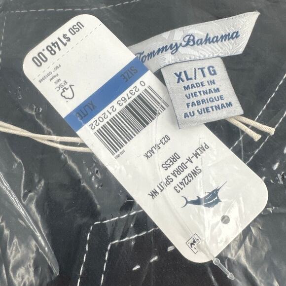 Tommy Bahama Black Palm-A-Dora Split-Neck Sheath Dress Size XL - Picture 3 of 10